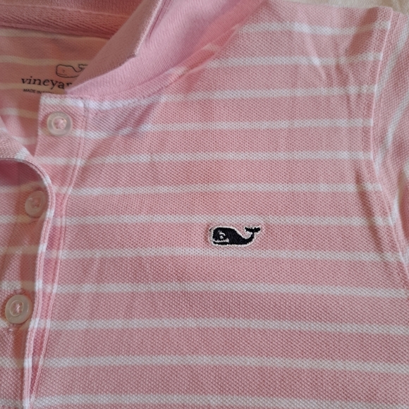 Vineyard Vines girl's size Large or 14 polo style dress pink & white stripes - Picture 2 of 5